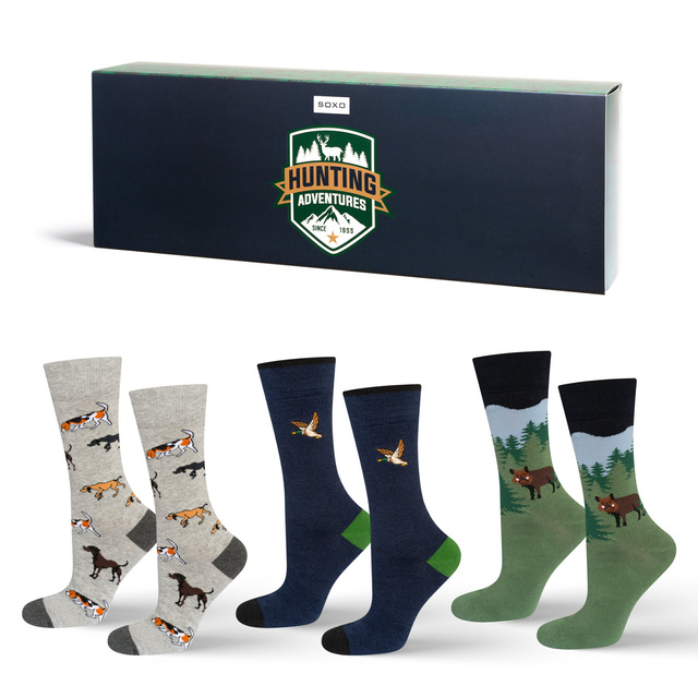 Pánske farebné poľovnícke ponožky SOXO - 3 páry