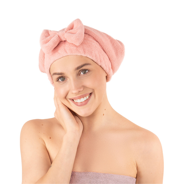 Kúpací turban MOMO WAY ružový s mašľou | uterák