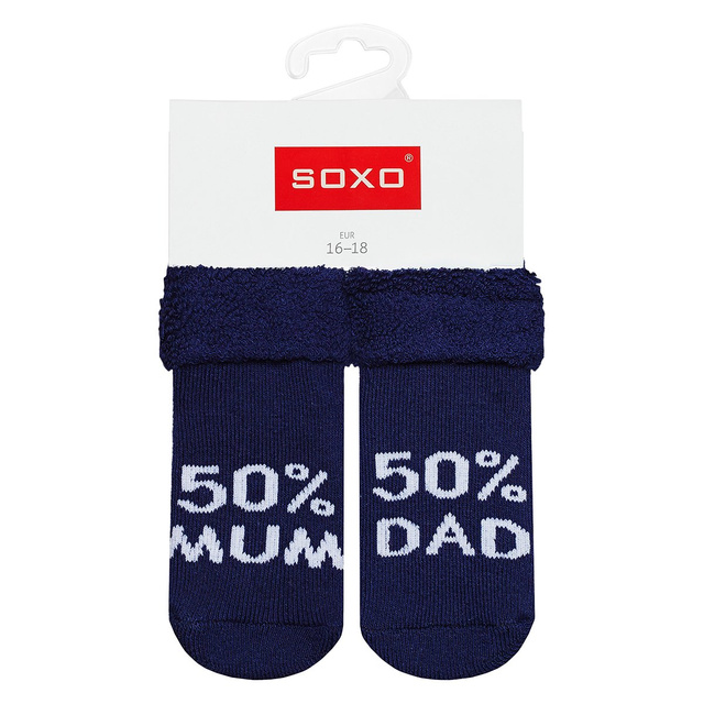 Tmavomodré ponožky pre bábätká SOXO s nápismi