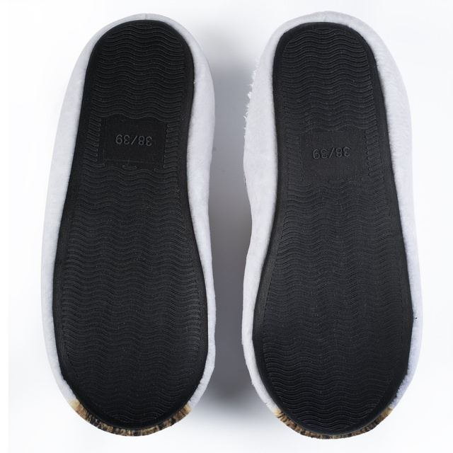 OUTLET Dámske papuče SOXO s fotkou králika s mašľou a tvrdou TPR podrážkou