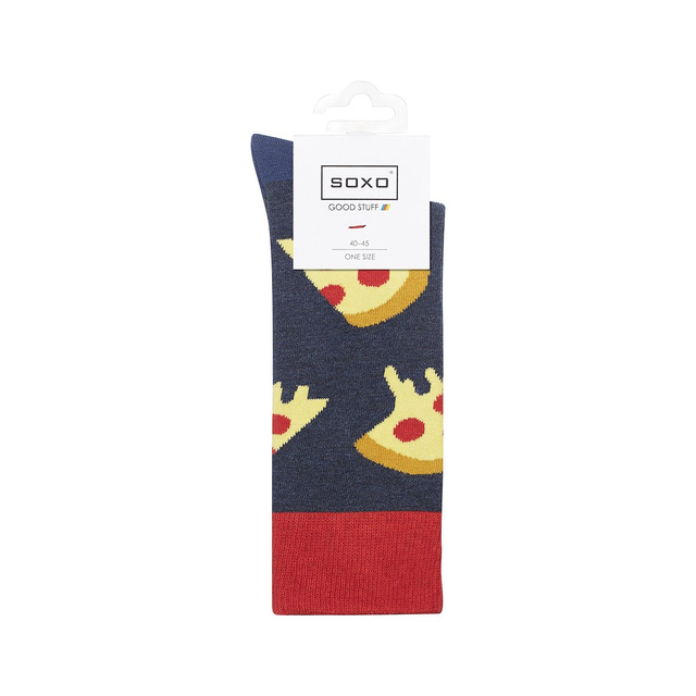 Sada 4x pánskych ponožiek SOXO GOOD STUFF v krabičke pizza | perfektná sada na darček