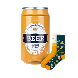 Farebné pánske ponožky SOXO GOOD STUFF vtipné klasické pšeničné pivo v plechovke ako darček