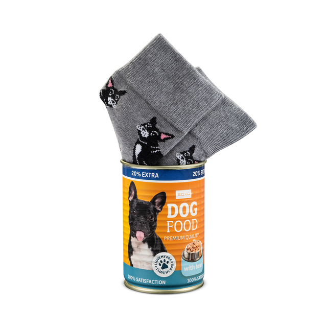 Pánske dámske ponožky SOXO buldog v plechovke