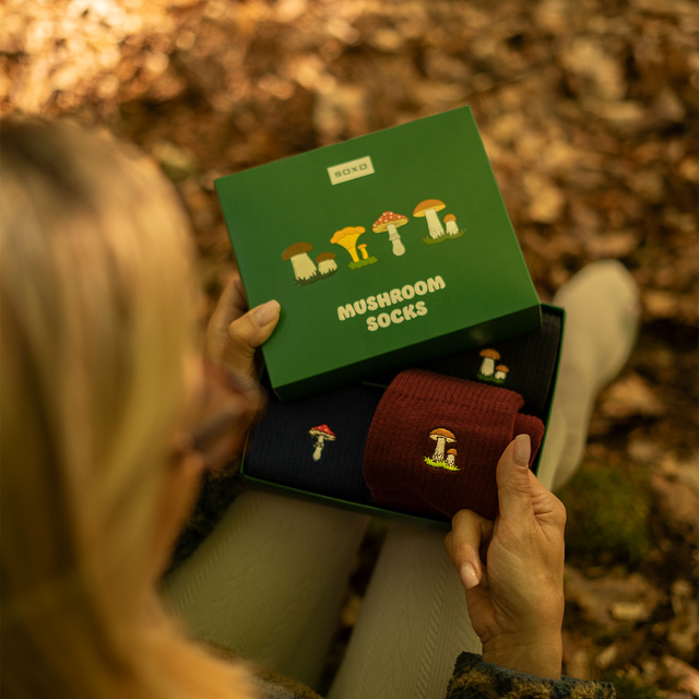 Dámske ponožky SOXO s hríbikmi v balení prémiovej edície - 4 páry