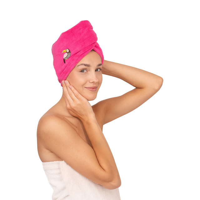 Kúpací turban MOMO WAY ružový | uterák tukan