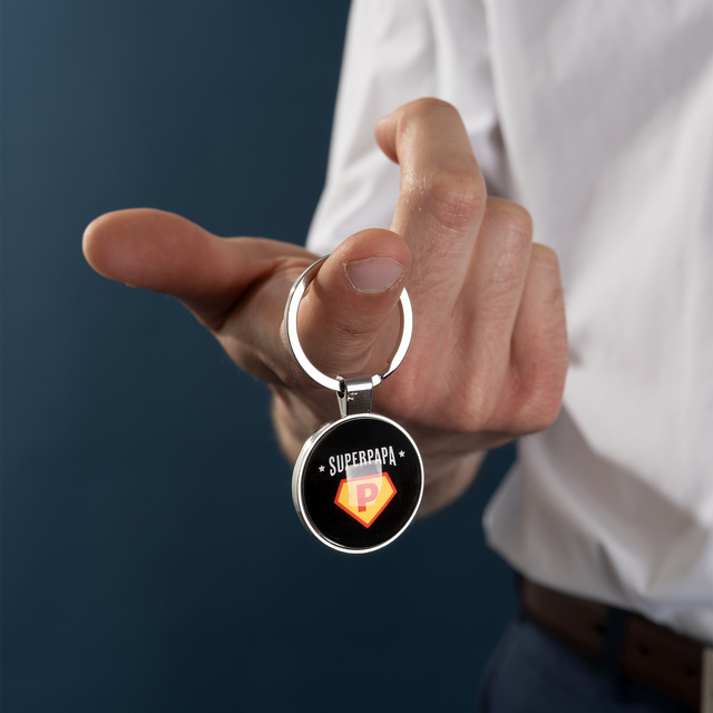 Sada pánskych ponožiek Super Papa v košíčku s kľúčenkou