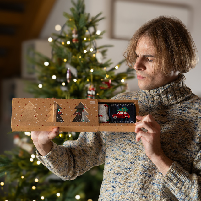 Pánske ponožky SOXO Vianočný Maluch - 3 páry