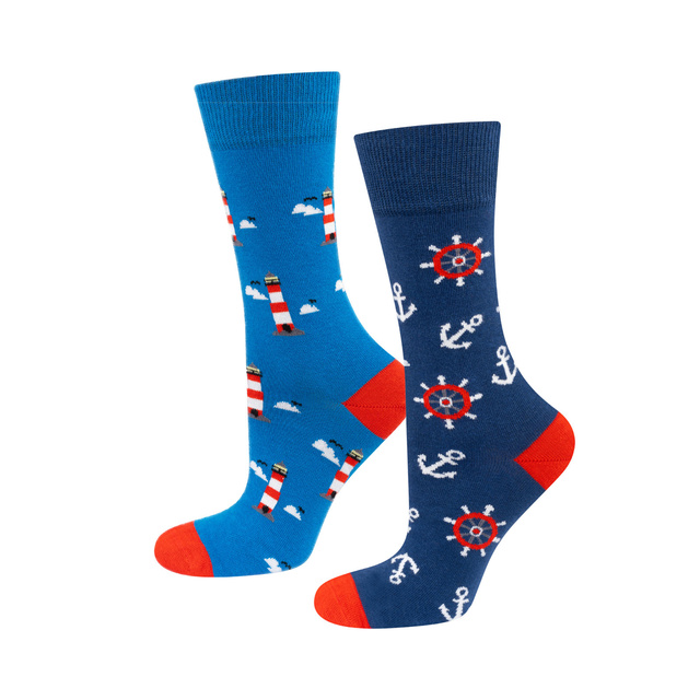 Farebné pánske ponožky SOXO GOOD STUFF nezhodné maják