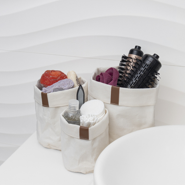 Sada 3x Kúpeľňový koš Momo Way béžový 10/13/16 cm