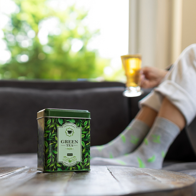 Dámske ponožky SOXO zelený čaj v plechovke - 2 páry