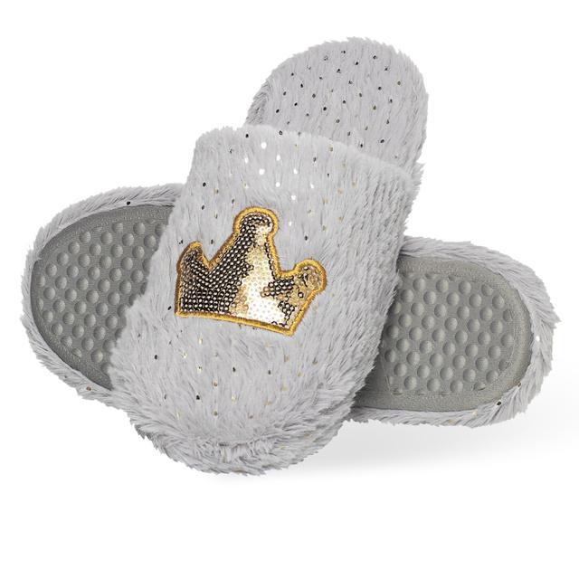 Sivé dámske papuče SOXO nadýchané s tvrdou TPR podrážkou | koruna
