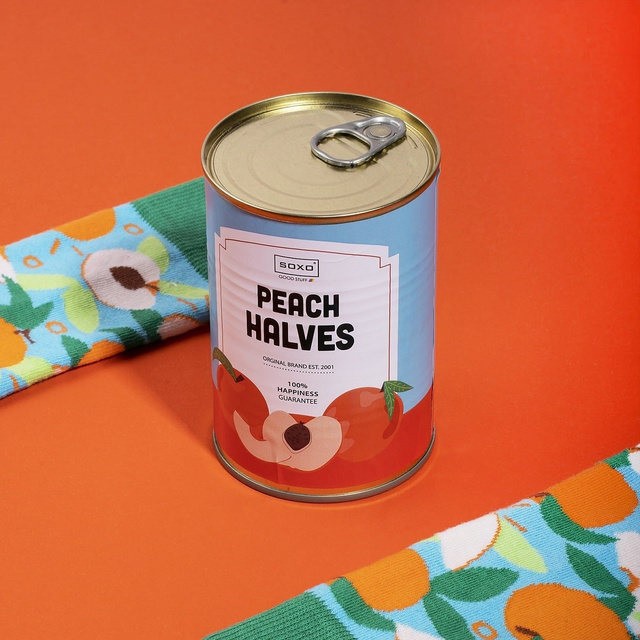 Farebné dámske ponožky SOXO broskyne v plechovke