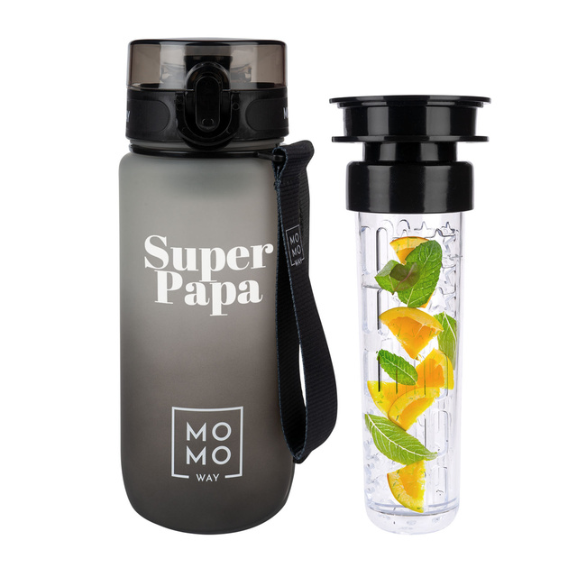 Super Papa fľaša na vodu 600 ml čierna | Bez BPA | Tritan