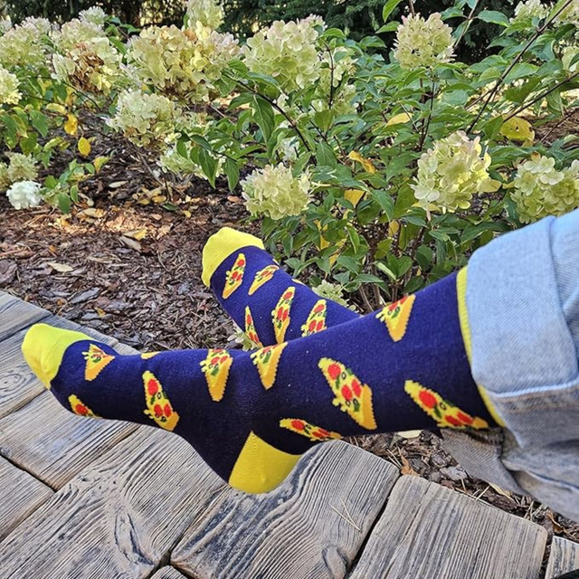 Farebné ponožky pre mužov a ženy SOXO pizza v krabičke