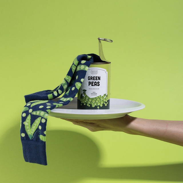 Farebné pánske ponožky SOXO GOOD STUFF, bavlna, hrášok v plechovke