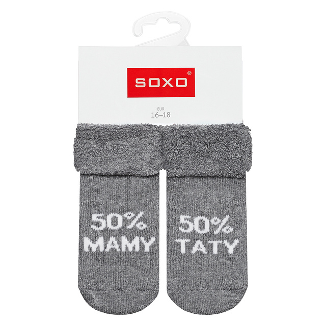 Sivé ponožky pre bábätká SOXO s nápismi