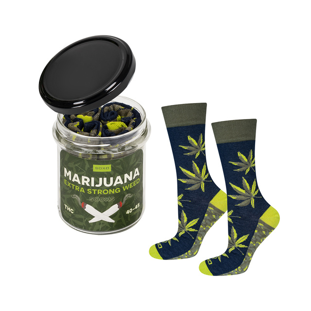 Veselé zelené pánske ponožky SOXO v tégliku vtipné bavlnené