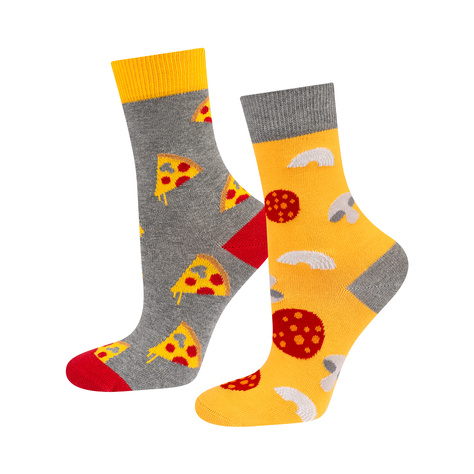 Sada 5x Farebné dámske ponožky SOXO nezhodné Pizza
