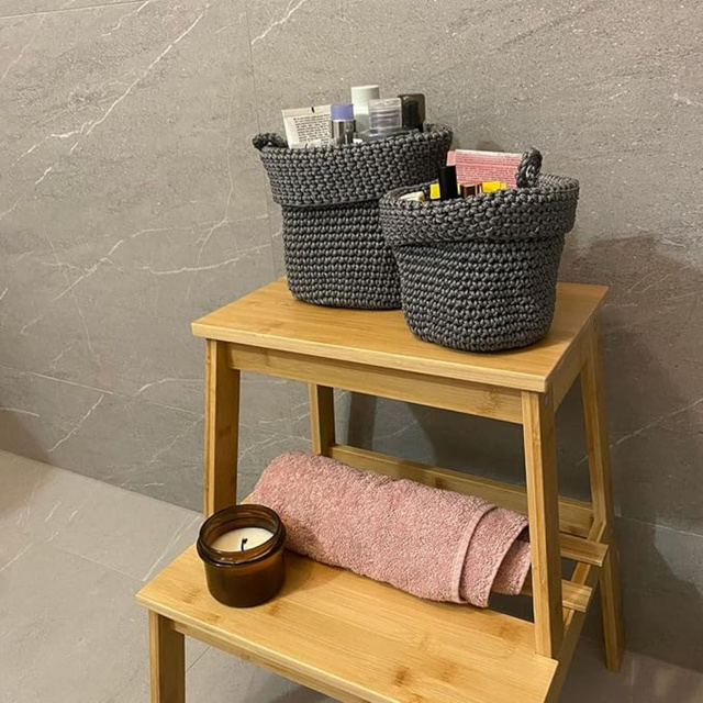 Sada 2x Kúpeľňový koš Momo Way sivý 14 cm a 17 cm