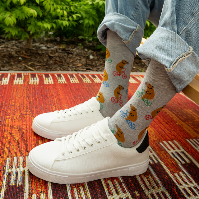 Pánske ponožky SOXO capybara na bicykli - 2 páry