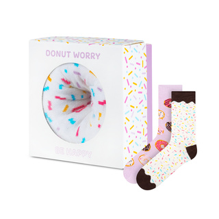 Fialové dámske ponožky Soxo Donut v krabičke