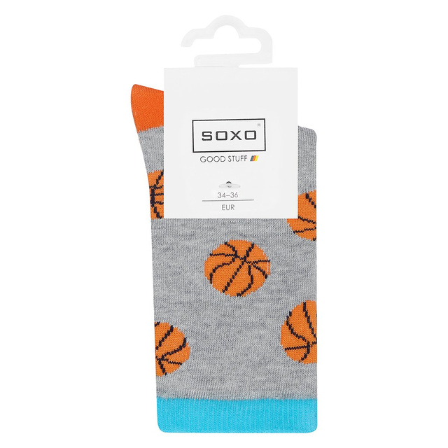 Šedé detské ponožky SOXO GOOD STUFF basketbalová lopta