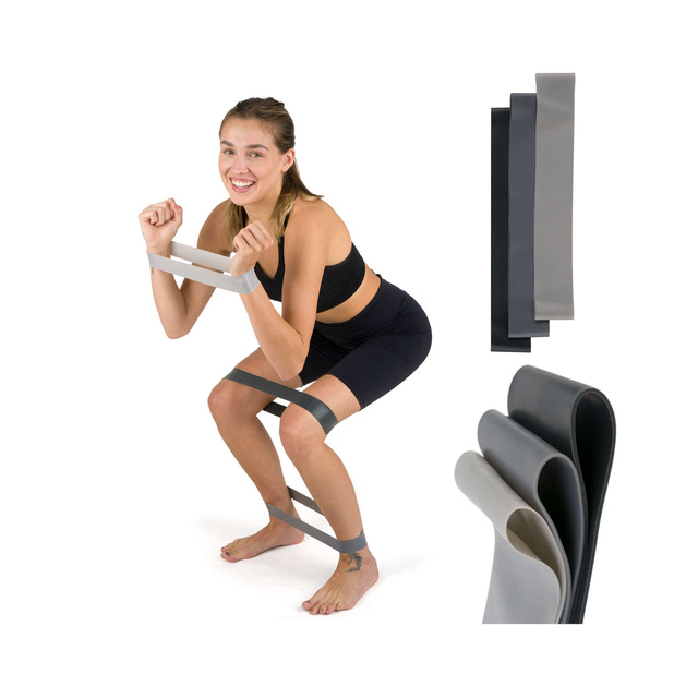 Sada 3x Gumy na cvičenie Soxo sivé gumy na cvičenie