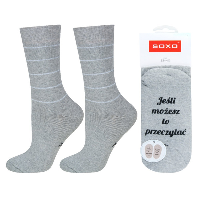 Sivé dlhé dámske ponožky SOXO s nápismi vtipné bavlnené froté