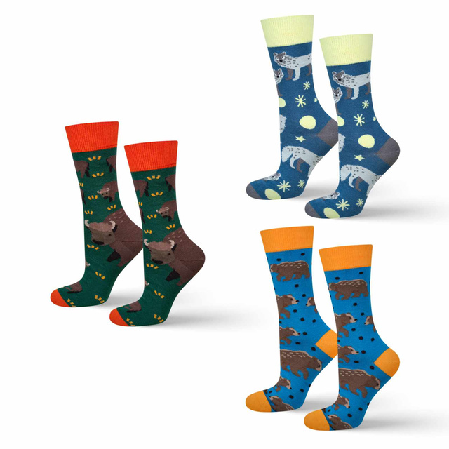 Farebné pánske ponožky SOXO poľská príroda - 3 páry