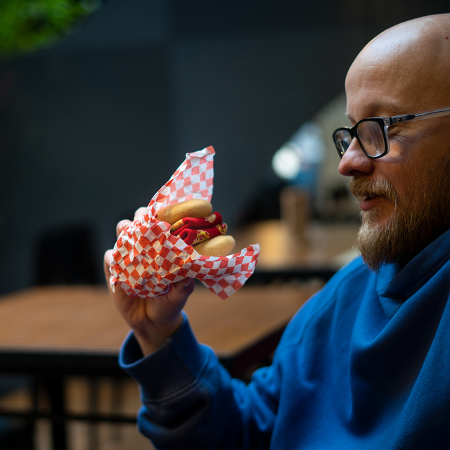 Sada ponožiek na steak a hamburger v krabičke