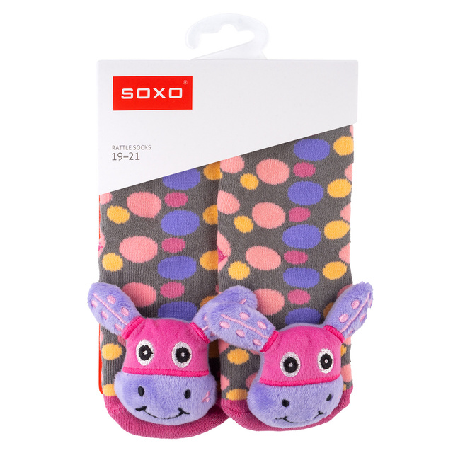Sada 3x Farebné ponožky pre bábätká SOXO s hrkálkou